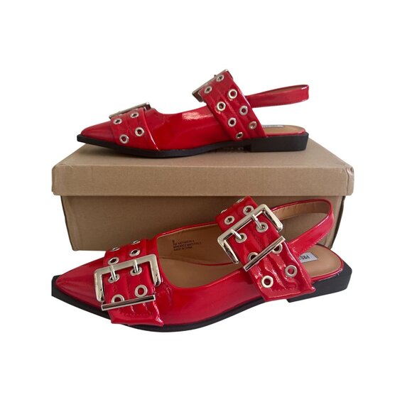 PROJECT CLOUD Red Patent Buckle Flats Size 9 NEW NIB - Picture 5 of 10